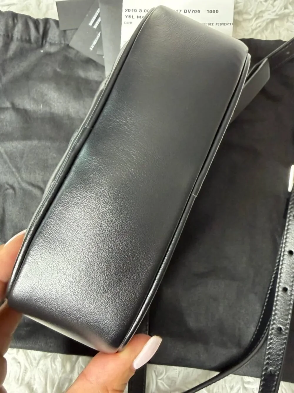 SAINT LAURENT Calfskin Matelasse Monogram Lou Belt Bag in Black - Picture 7 of 11